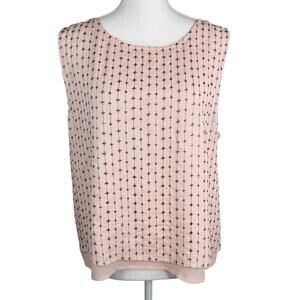 Vintage Y2K Lucky Brand Sequin Metallic Sleeveless Top Tank Blush Pink L